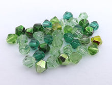 Load image into Gallery viewer, 10x Green Mix 6mm Glass Faceted Cut Bicone Beads
