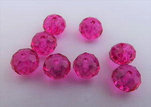 6x8mm Dark Pink AB Lustre Crystal Cut Rondelle Beads