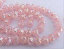 Load image into Gallery viewer, 6x8mm  Light Milky Pink Silver Lustre Crystal Cut Rondelle Beads
