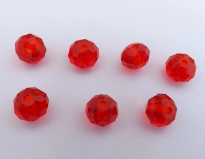 6x8mm Mid Red Crystal Cut Rondelle Beads