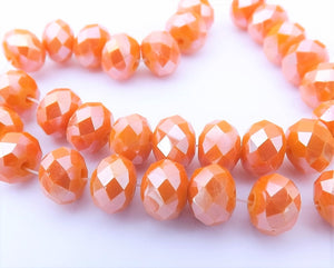 6x8mm Opaque Mid Orange Lustre Crystal Rondelle Beads