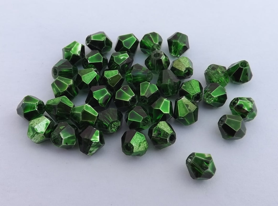 10x Dark Green Metallic Finish 6mm Glass Faceted Cut Bicone Beads