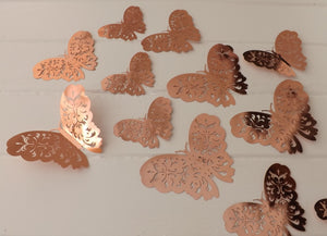 12x Metallic Mirror Effect Effect Filigree Style Butterfly 3D Wall Decals (3 colour options)