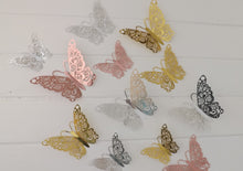 Load image into Gallery viewer, Mix Pack 12x Hollow Metallic Effect 3D Butterfly Wall Decals
