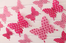 Load image into Gallery viewer, 24x Pink Polka Dot Butterfly Wall Decals
