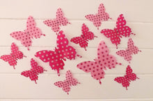 Load image into Gallery viewer, 24x Pink Polka Dot Butterfly Wall Decals
