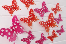 Load image into Gallery viewer, 24x Pink &amp; Red Dotted Butterfly Wall Decals
