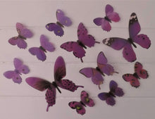 Load image into Gallery viewer, 12x Purple 3D Butterfly Wall Decals
