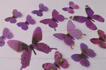 Load image into Gallery viewer, 12x Purple 3D Butterfly Wall Decals
