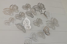 Load image into Gallery viewer, 12x Silver Round Hollow Metallic Effect 3D Butterfly Wall Decals
