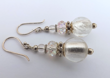 Load image into Gallery viewer, Silver Foil Glass Bead Earrings
