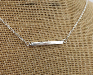 Plain Silver Tone Bar Necklace