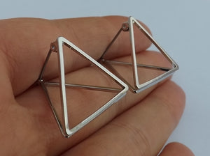 3D Triangular Stud Earrings