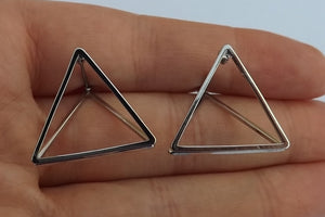 3D Triangular Stud Earrings