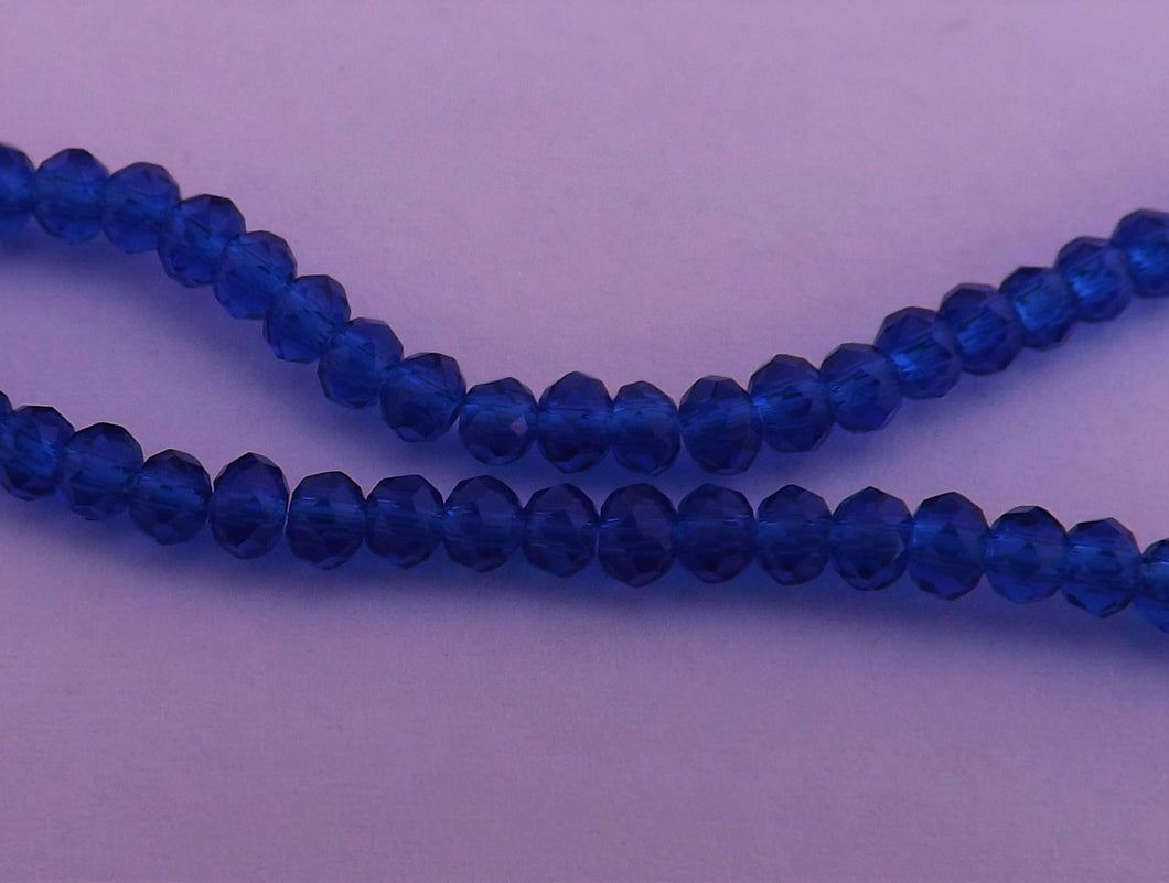 3x2mm Dark Blue Glass Rondelle Beads