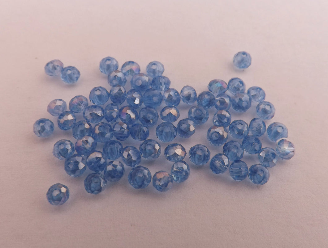 40pcs 3x2mm Indigo AB Lustre Glass Rondelle Beads