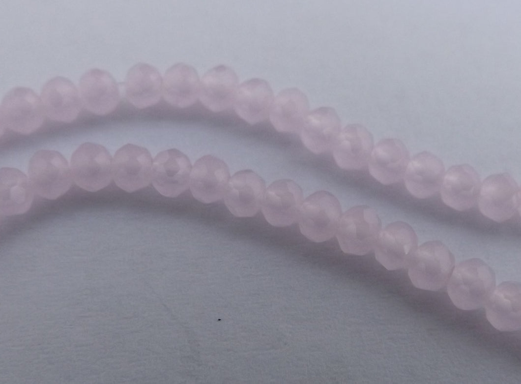 3x2mm Light Milky Pink Glass Rondelle Beads