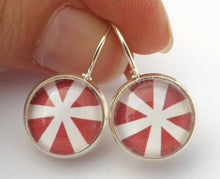 Load image into Gallery viewer, White Star on Red - Dome Earrings on Lever Back Hooks
