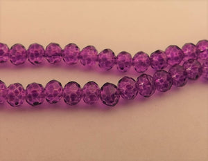 1 Strand 4mm Dark Purple Crystal Cut Glass Rondelle Beads