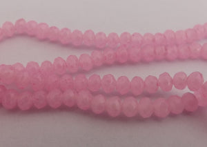 1 Strand 4mm Light Milky Opaque Pink Crystal Cut Glass Rondelle Beads