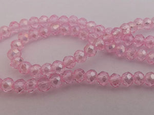 1 Strand 4mm Light Pink Lustre Crystal Cut Glass Rondelle Beads