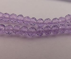 1 Strand 4mm Light Purple Crystal Cut Glass Rondelle Beads