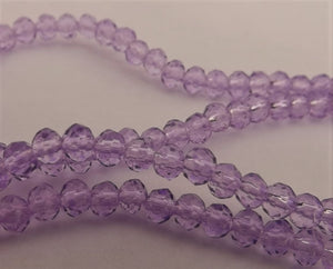 1 Strand 4mm Light Purple Crystal Cut Glass Rondelle Beads