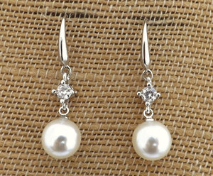 Bling & Faux Pearl, Silver Tone Drop earrings