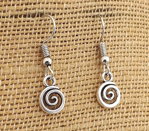 Small Silver Tone Koru Earrings