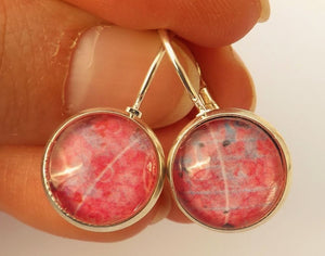 Pink Texture - Dome Earrings on Lever Back Hooks