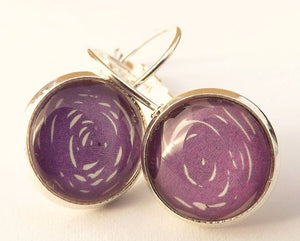 Purple Swirl - Dome Earrings on Lever back hooks