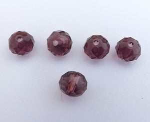 6x8mm Warm Purple Crystal Cut Rondelle Beads