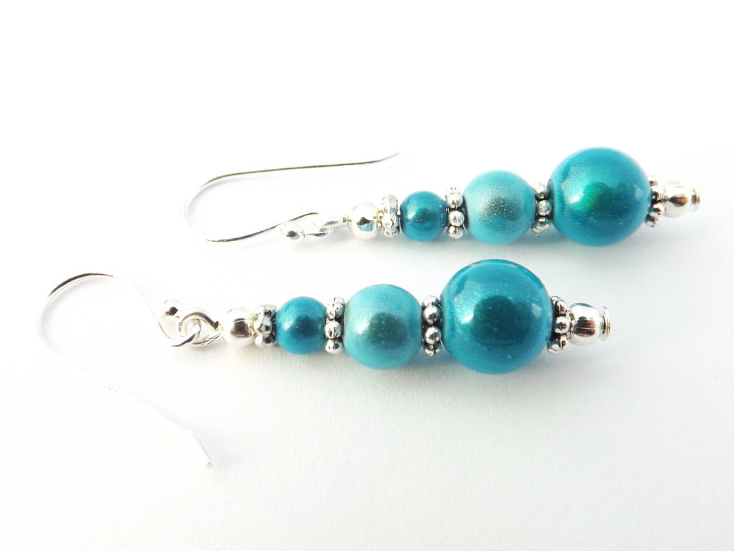 Aqua Magic Bead Earrings