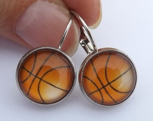 Basketball Dome Earrings on Lever Back Hooks