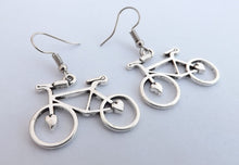 Load image into Gallery viewer, Bicycle Silver Tone Earrings
