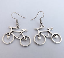 Load image into Gallery viewer, Bicycle Silver Tone Earrings
