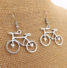 Load image into Gallery viewer, Bicycle Silver Tone Earrings
