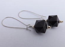 Load image into Gallery viewer, Black Acrylic Earrings on Long Kidney Hooks
