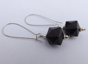 Black Acrylic Earrings on Long Kidney Hooks