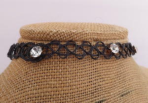 Tattoo Choker Necklace with Silver Diamantes (multiple colour options)