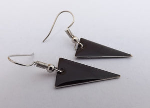 Black Enamel Style Drop Earrings