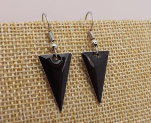 Black Enamel Style Drop Earrings