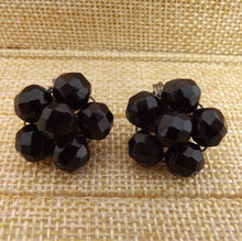 Load image into Gallery viewer, Black Faceted Bead Clip on Earrings
