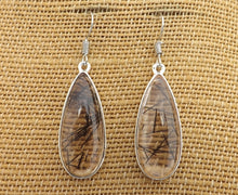 Load image into Gallery viewer, Black Flecks on Clear Resin, Teardrop Earrings
