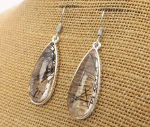 Load image into Gallery viewer, Black Flecks on Clear Resin, Teardrop Earrings
