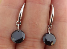 Load image into Gallery viewer, Black Round Diamond Cut Glass Bead Drop Earrings
