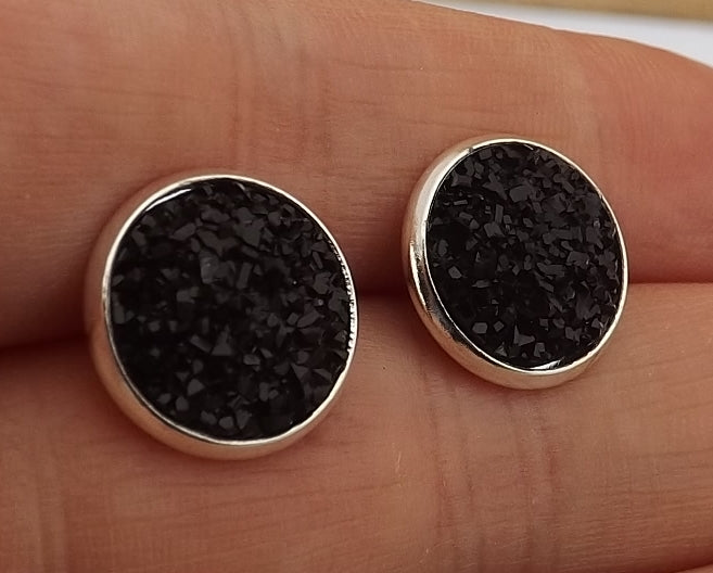 Black Sparkly Stud Earrings