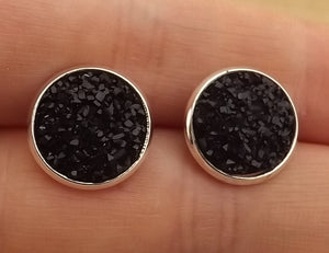 Black Sparkly Stud Earrings