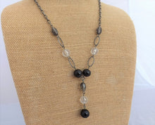 Load image into Gallery viewer, Black, Clear, Grey &amp;  Dark Silver Chain Necklace
