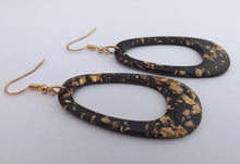 Load image into Gallery viewer, Black &amp; Gold Flecks Acrylic Drop Earrings
